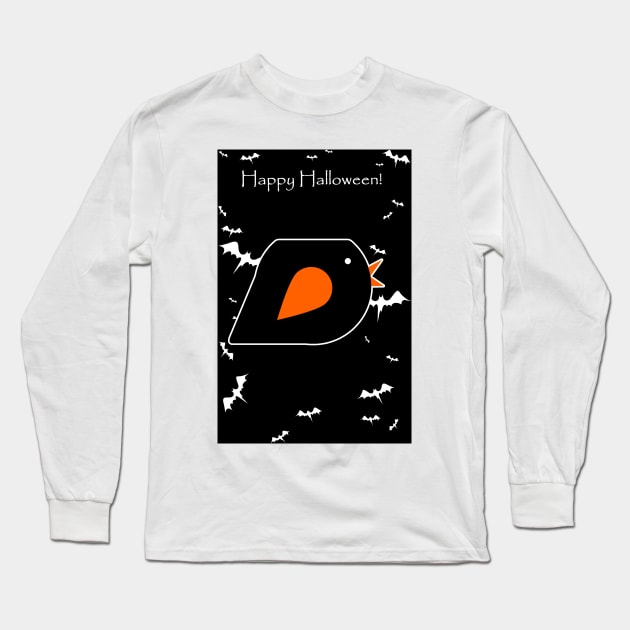 Happy Halloween - Black and Orange Bird Long Sleeve T-Shirt by saradaboru